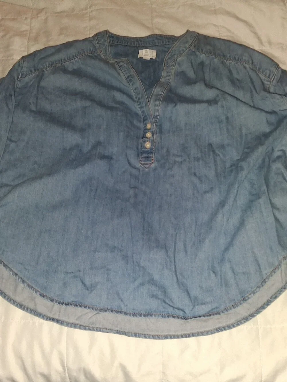 Time And Tru Popover Jean Shirt - Light Wash - XXL (20)